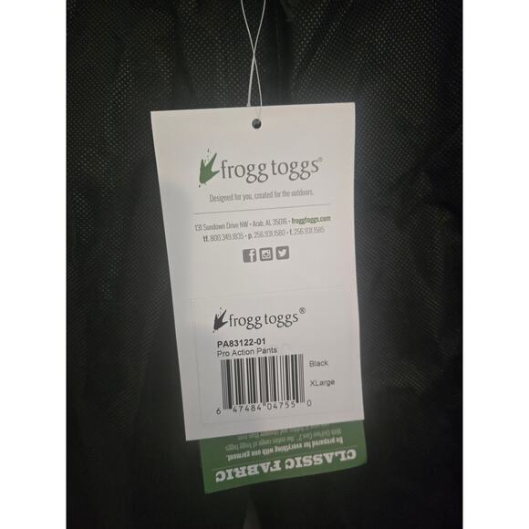 NWT Frogg Toggs pro action pants mens size xl black breathable. - Picture 4 of 4